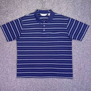 Brian MacNeil Polo Shirt Mens XL Navy Vintage Striped Short Sleeve Pocket Golf